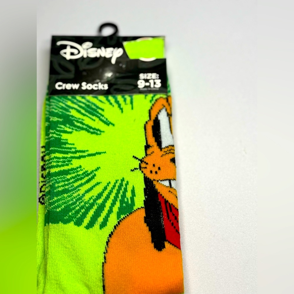 Disney Pluto crew socks in green and yellow #Disneylnspired